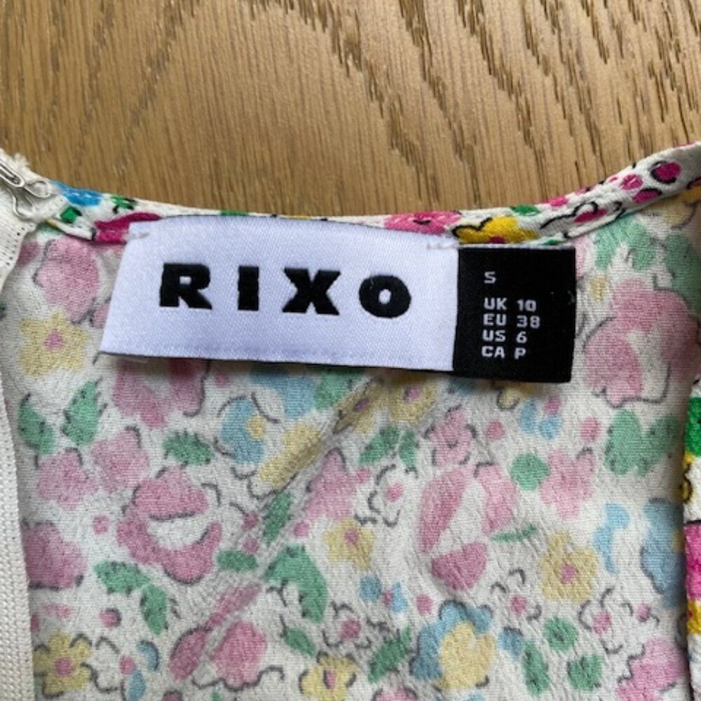 Rixo Larissa Bow Detailed Floral Print Crepe Mini Dress In Pink Size 6 - Picture 4 of 9